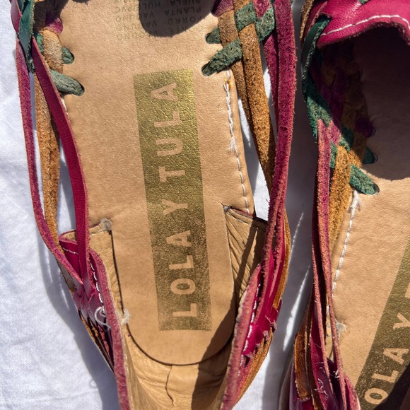 Muted Berry and Camel Woven Leather Flats - Picture 2 of 11